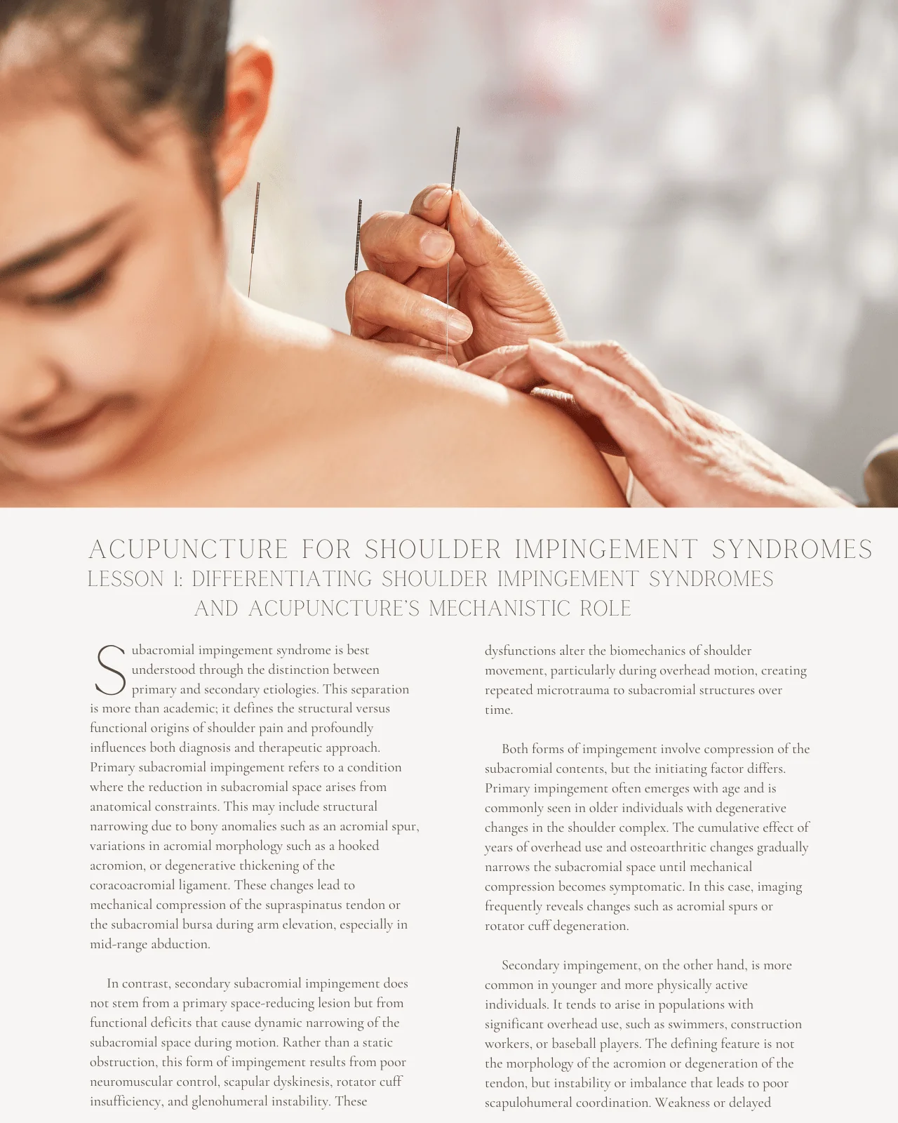 Acupuncture for Shoulder Impingement Syndromes: Integrative Clinical Protocols for Chiropractors - Chiropractic Continuing Education, Acupuncture, 2 Hours - Image 3