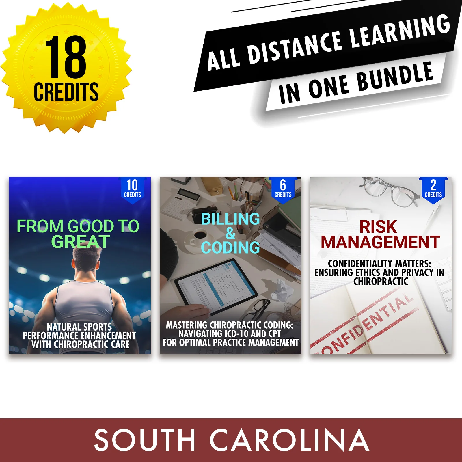 South Carolina Online CE Bundle 1: Independent Study Package, Chiropractic Continuing Education, 18 Credits