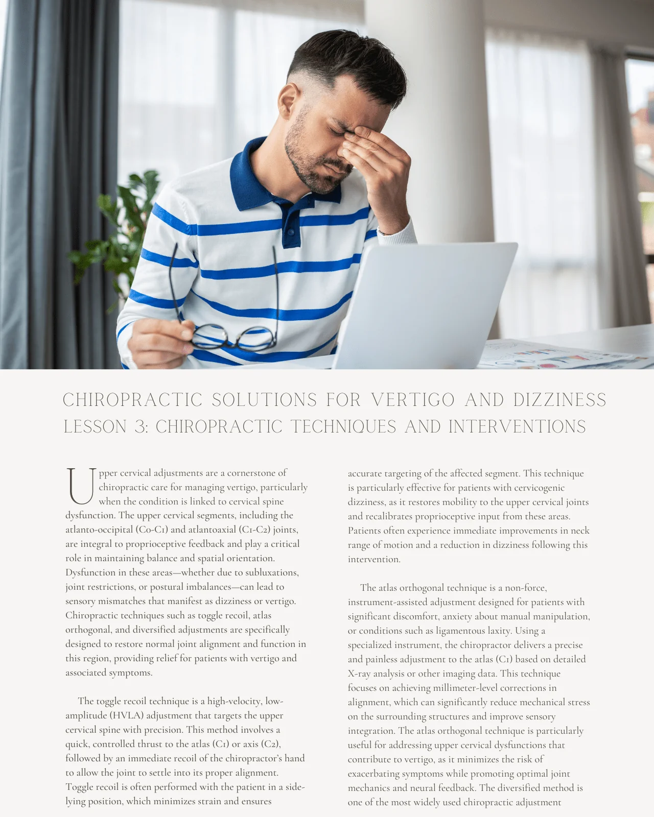 Steady Spine, Steady Mind: Chiropractic Solutions for Vertigo and Dizziness - Chiropractic Continuing Education, Adjustive Technique, 8 Hours - Image 5